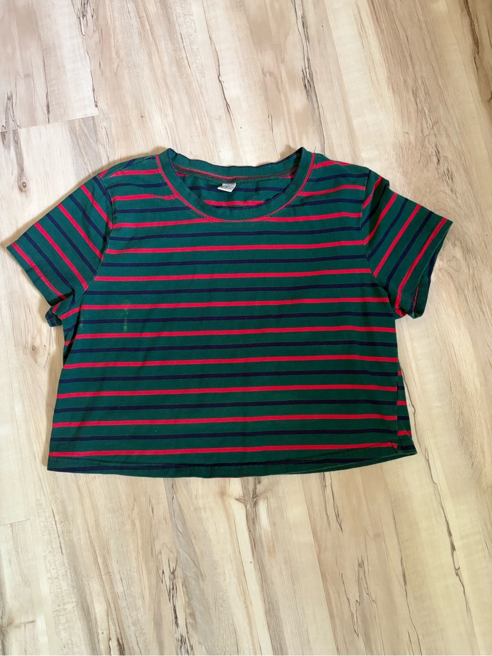 Striped Green & Red Cropped Tee